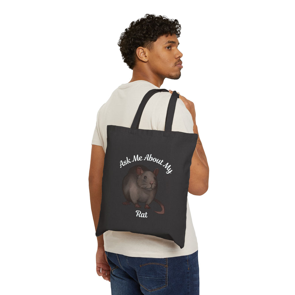 Ask Me About My Rat" Canvas Tote